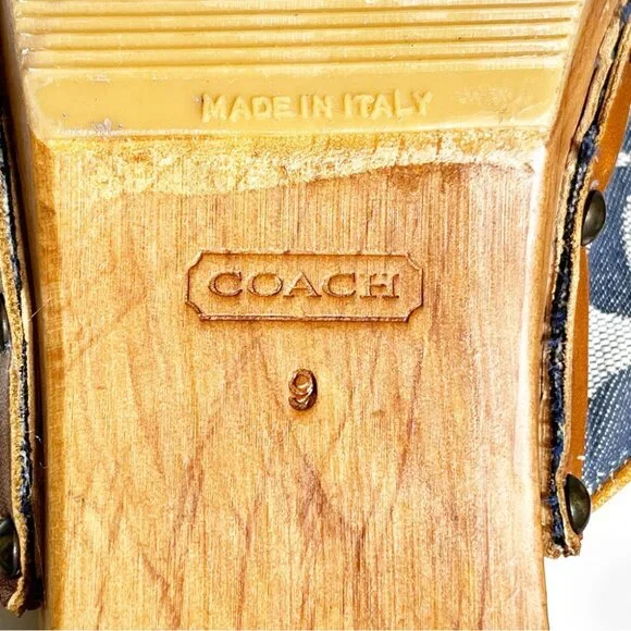Vintage Coach Brenda Wooden Siganture Clog Blue Denim size 9 - Picture 8 of 9